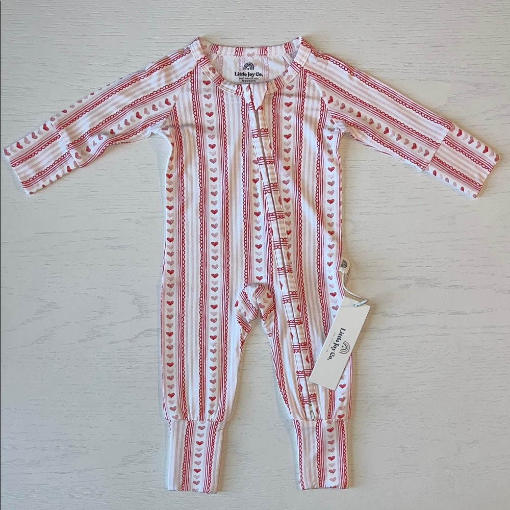 Pink & White Heart-Stripe Baby One-Piece